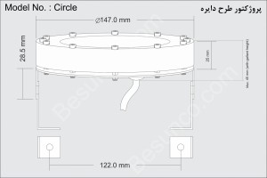 Projector LED - spotlight LED - LED RGB - Circle - پروژکتور ال ای دی - نورافکن ال ای دی - ال ای دی ار جی بی - اندازه های - dimension                       