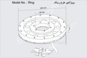Projector LED - spotlight LED - LED RGB -Ring - پروژکتور ال ای دی - نورافکن ال ای دی - ال ای دی ار جی بی - رینگ شمای فنی                